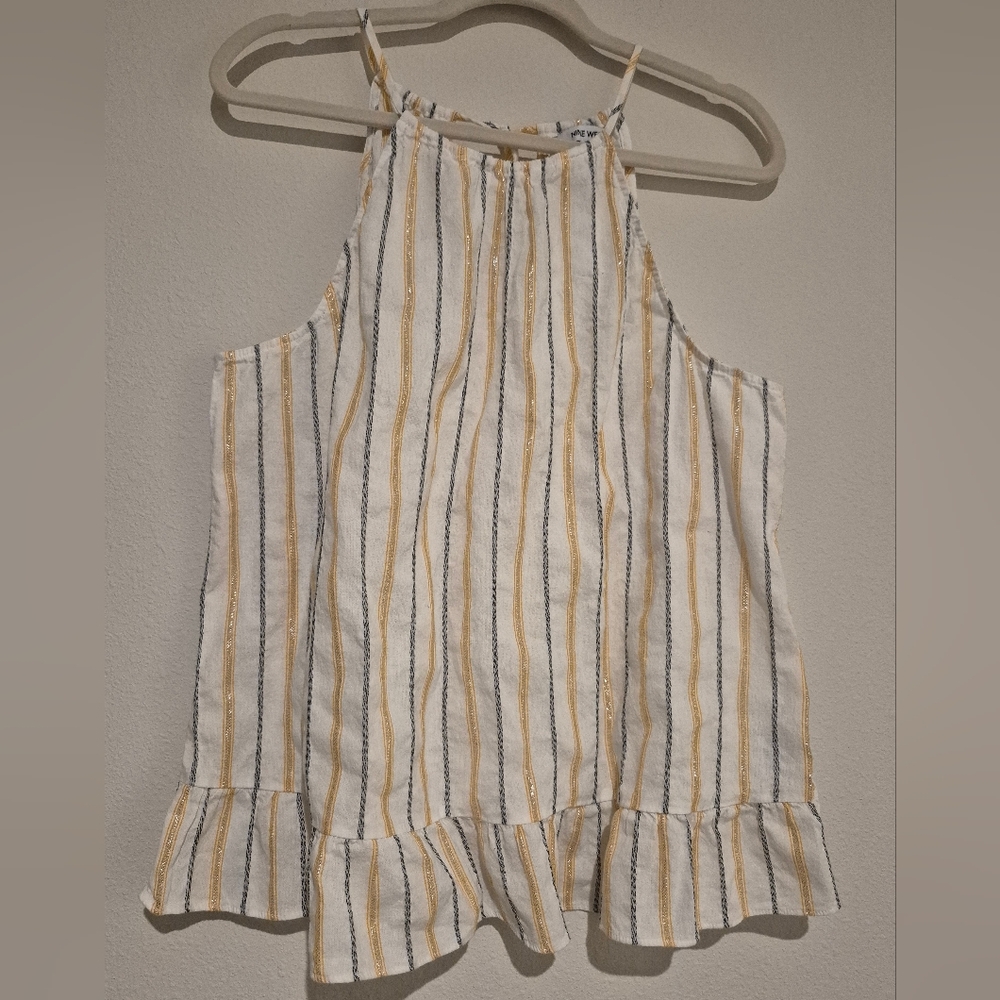 Nine West| Striped Halter Top - White and Yellow | XXL